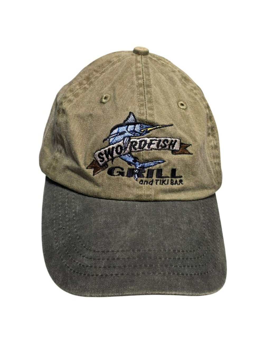 Vintage Swordfish Grill Tiki Bar Hat Cortez Florida Cap Embroidered Fish 2 Tone